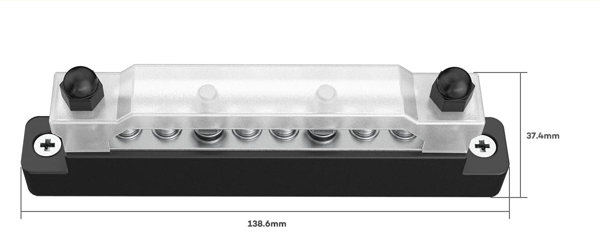 Schwarze Sammelschiene, Bussbar oder Stromschiene für Gleichspannung für die Wohnmobilverteilung
