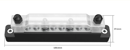 Schwarze Sammelschiene, Bussbar oder Stromschiene für Gleichspannung für die Wohnmobilverteilung